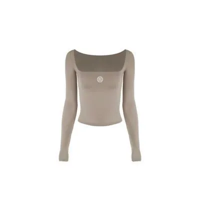 Morandi Color Square Neck T shirt Slim fit American Dancing Top Milk Brown - Shop at LoveMi