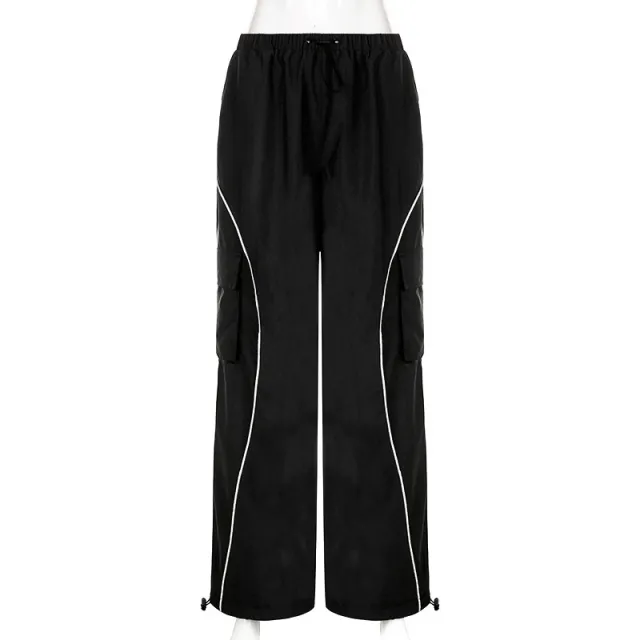 Skinny Black Sports Pants Functional Retro High Waist Loose All matching Black - Shop at LoveMi