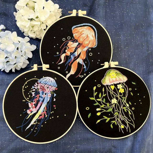 Marine Embroidery Jellyfish Pendant Material Package With 20Cm Plastic Stretch - Shop at LoveMi