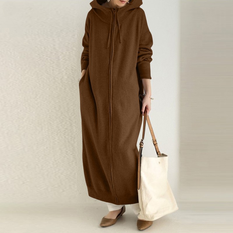 Brushed Hoody Casual Long Sleeve Coat Women