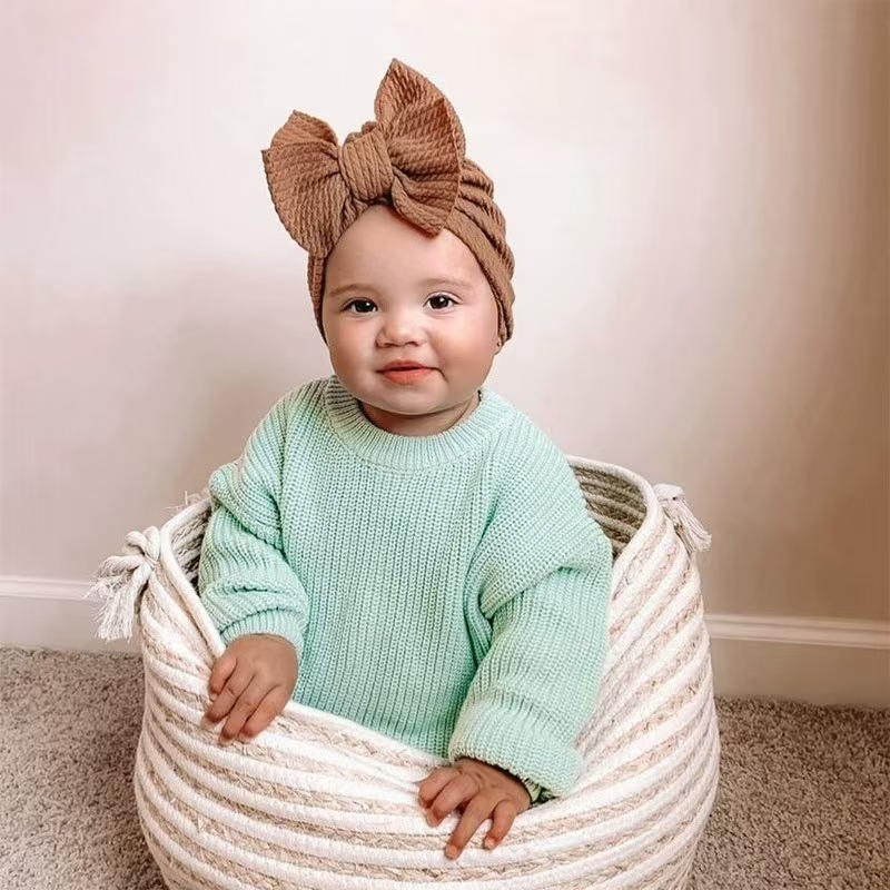 Title 14, New Sunken Stripe Double-layer Bow Baby Hat