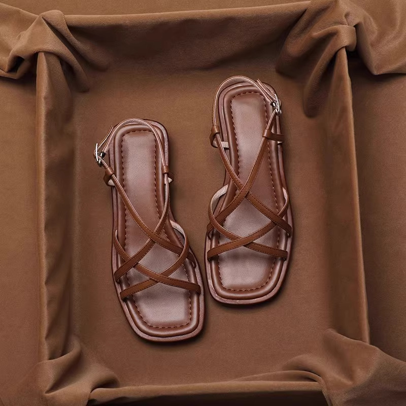 Faux Leather Crisscross Sandals, picture 3 of 6