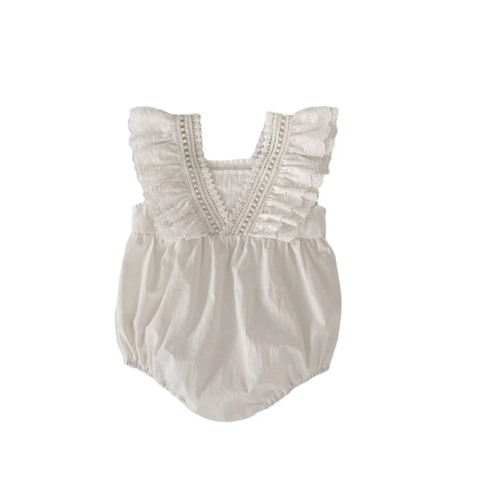 Baby Girl Lace Ruffled Strap Bag Fart Jumpsuit