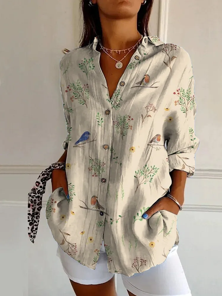 Women's Summer 3D Printed Blouse - Fdh7-L
