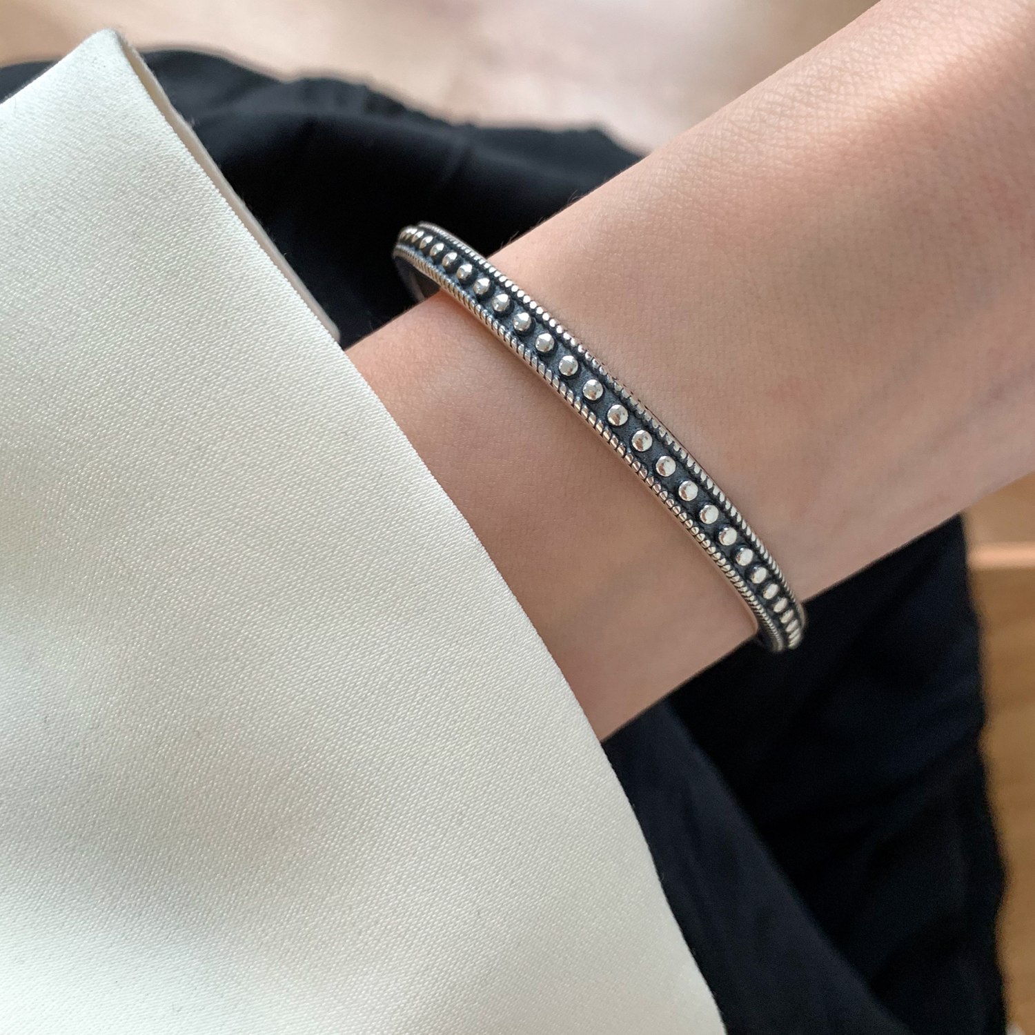 Sterling Silver Geometric Bracelet, picture 2 of 5