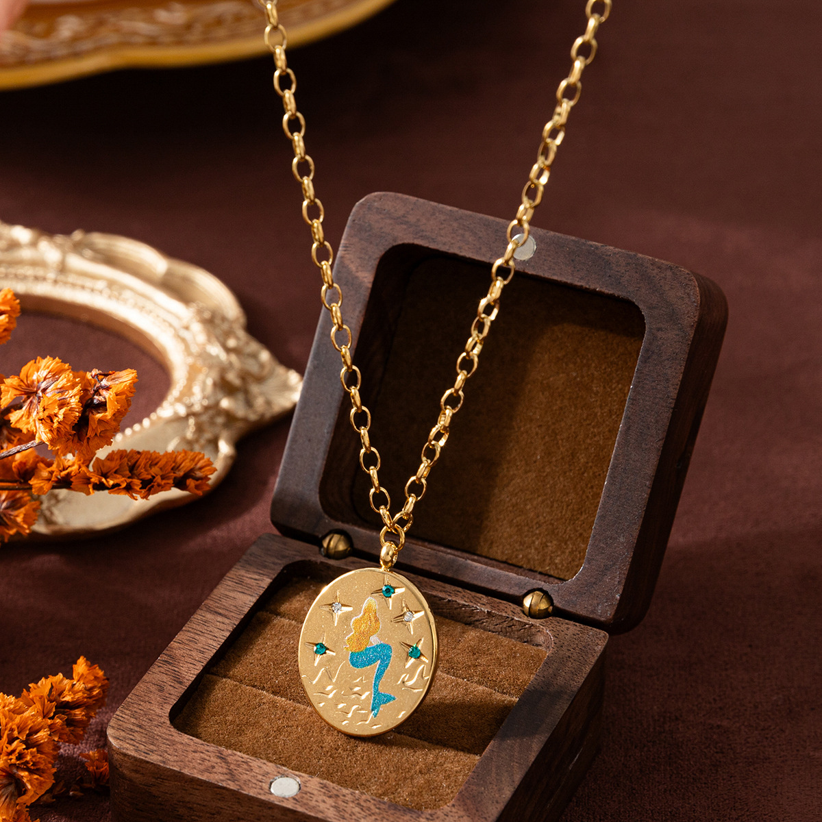 Titanium Steel Color Retaining Hand Painting Pendant Necklace