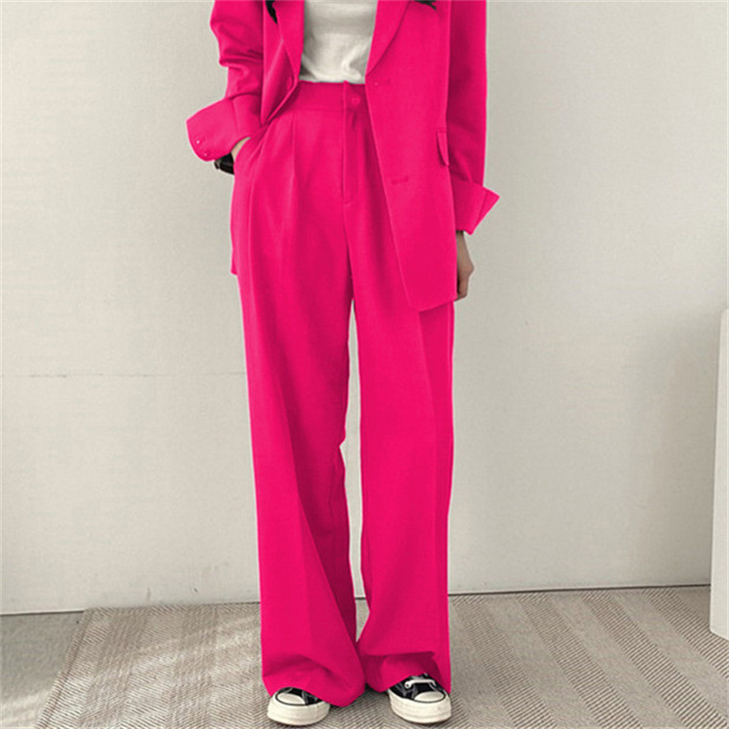 Womens Casual Straight-leg Draping Wide-leg Pants