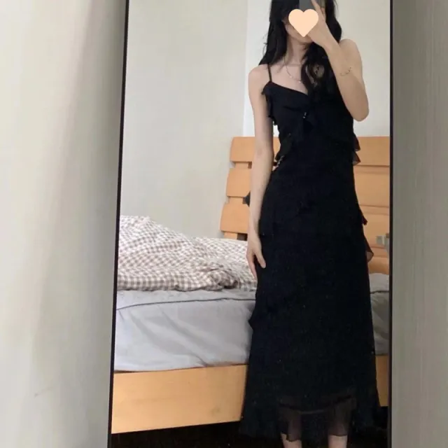 Ruffled Gray Sun top Dress Women Black - Shop at LoveMi