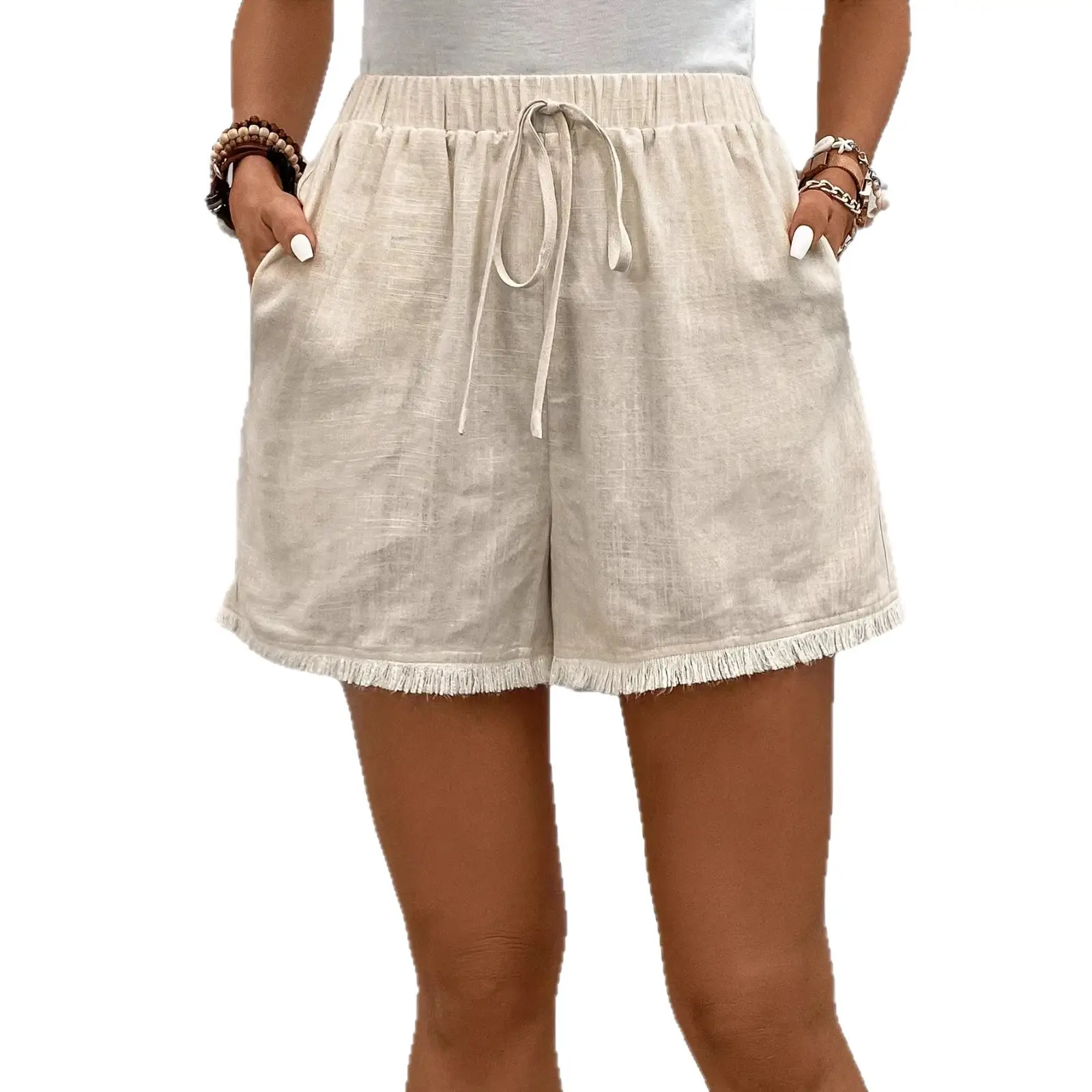 Arrival Linen Solid-Colored Casual Shorts