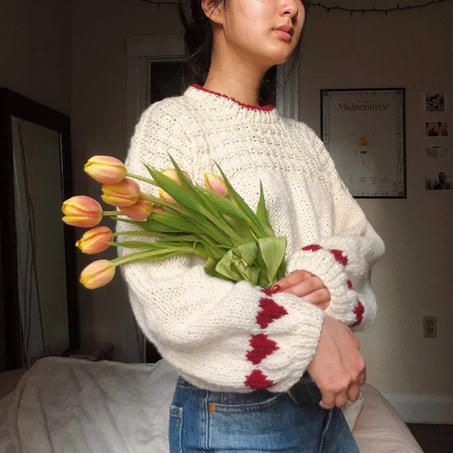 Loose And Lazy Style Knitted Wool Top For Women Ivory White - Shop at LoveMi