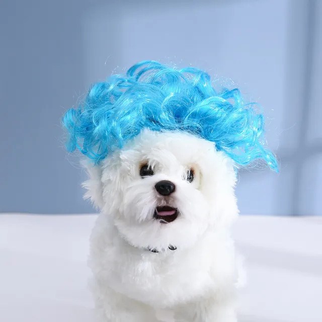 Pet Headdress Pet Wig Sheath Blue Afro - Shop at LoveMi