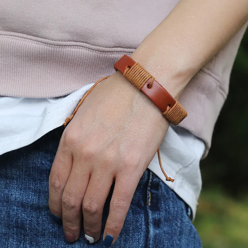 Vintage Weave Cattle Leather Bracelet Simple