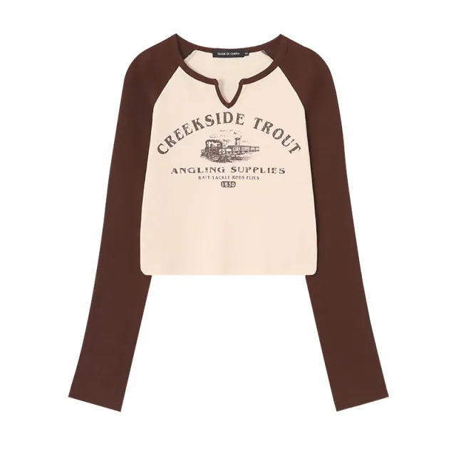 American Short sleeved T shirt Retro Slim Bottoming Shirt Apricot - Shop at LoveMi