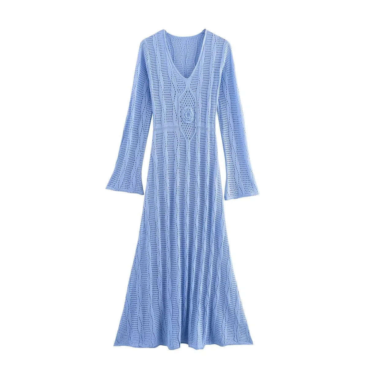 Women's Clothing Long Knitted Dress Sky Blue - Shop at LoveMi
