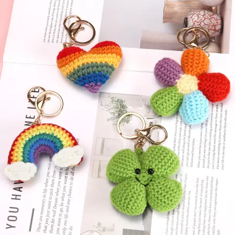 Hand-crocheted Colorful Flower Pendant Keychain