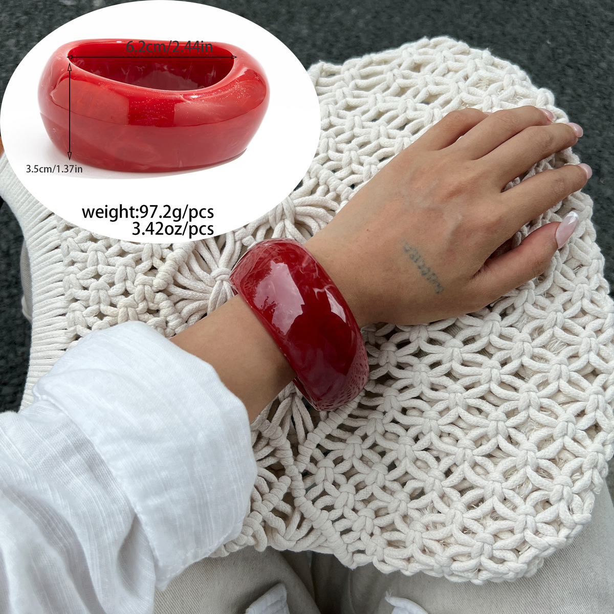 Acrylic Bracelet, Semi-transparent, Fashionable And Vintage, European And American Style Resin