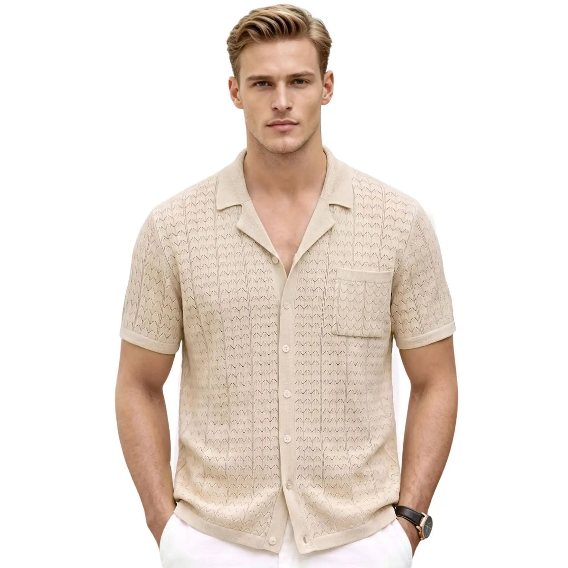 Mens Casual Cuban-collar Knit Sweater From Europe