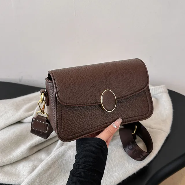 Fashion Small Square Bag All matching Wide Shoulder Strap Shoulder Bag Brown - Shop at LoveMi