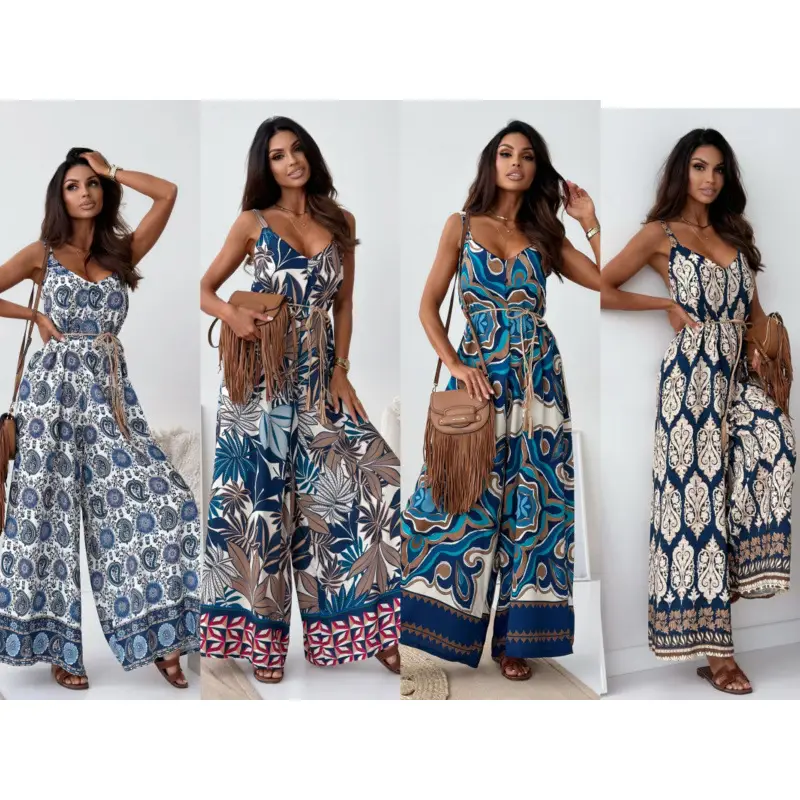 Women's Fashion Bohemian Strap One-piece Wide-leg Pants