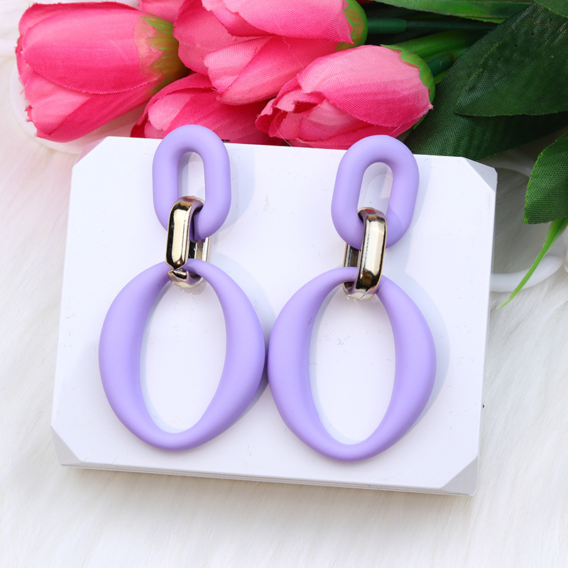 Chain Buckle Spray Paint Earrings Fashion Personality Acrylic