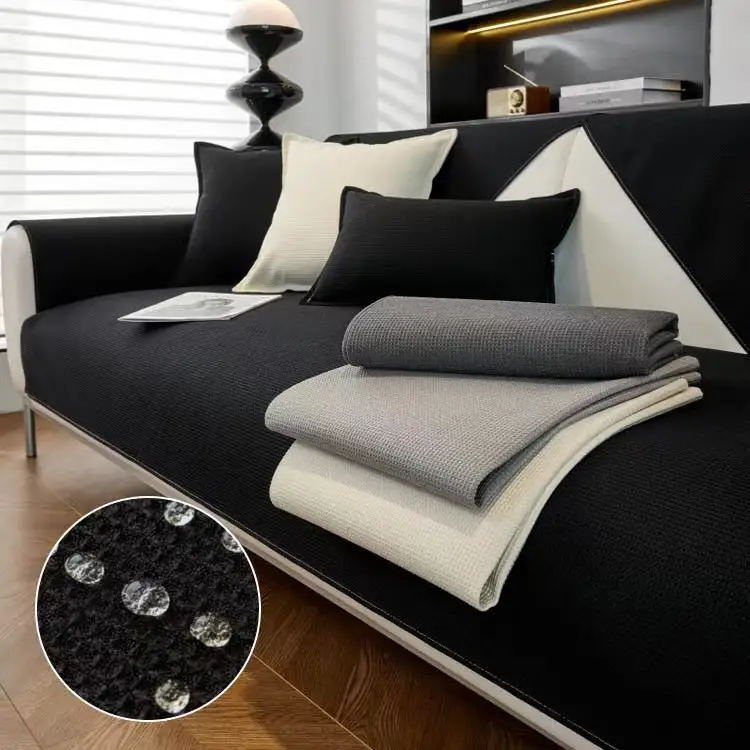 Waffle Solid Color Cream Sofa Cushion Waterproof