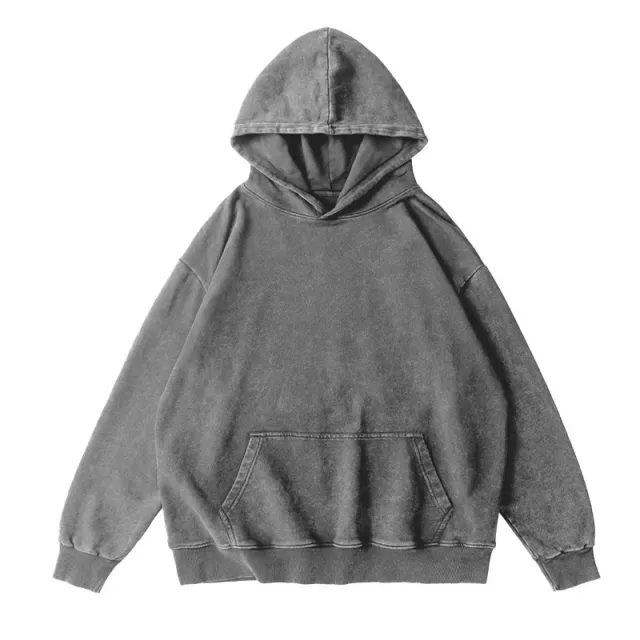 Cotton Men's And Women's Retro Washed And Worn Hooded Sweater Washed And Worn Gray - Shop at LoveMi