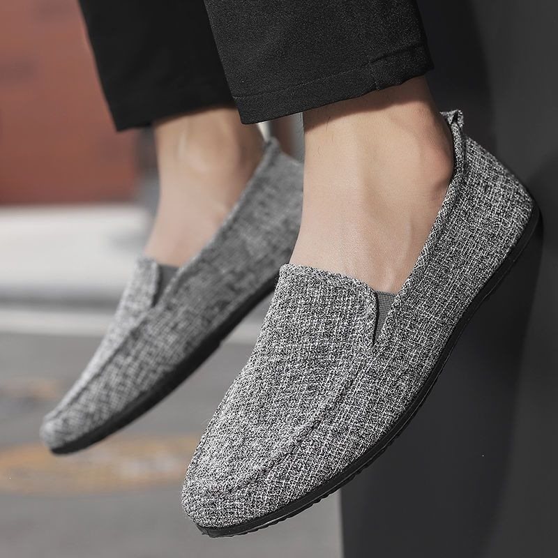 Men's Spring Breathable Canvas Loafers Slip-On Casual Shoes Lightweight Walking Sneakers For Daily Wear