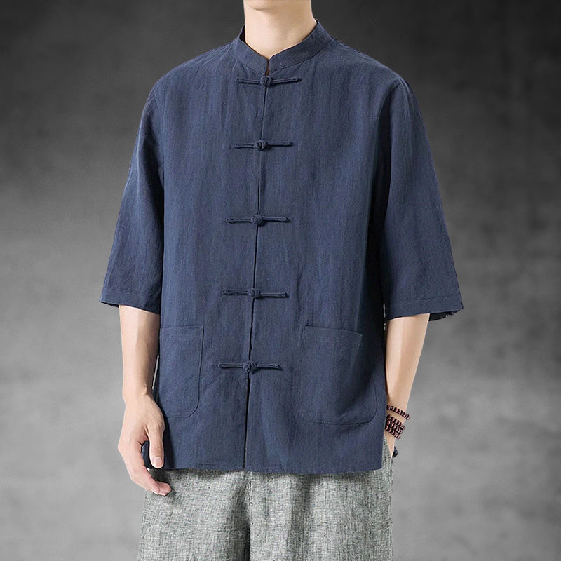 Mens Retro Three-Quarter-Sleeve Cardigan