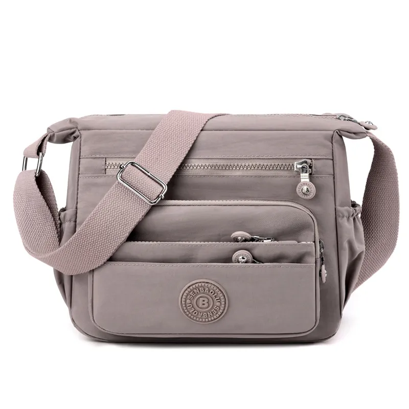 Crossbody Bag Lightweight And Large Capacity Nylon Shoulder Bag - Milk Tea Color-26X11X21Cm