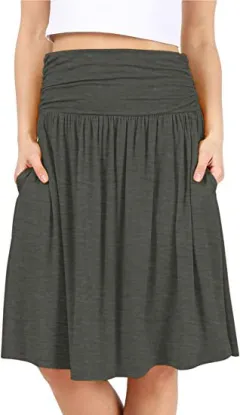European And American Women's Clothing Pleated Elegant Midi Skirt - Gray - View 1