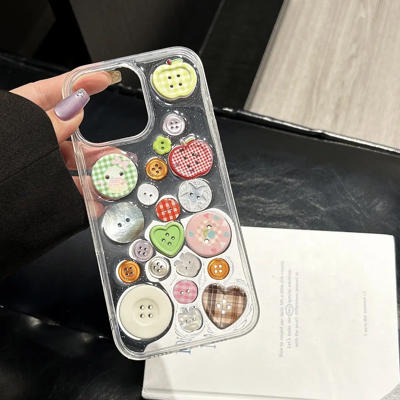 Colorful Button Epoxy Resin Phone Case For Girls