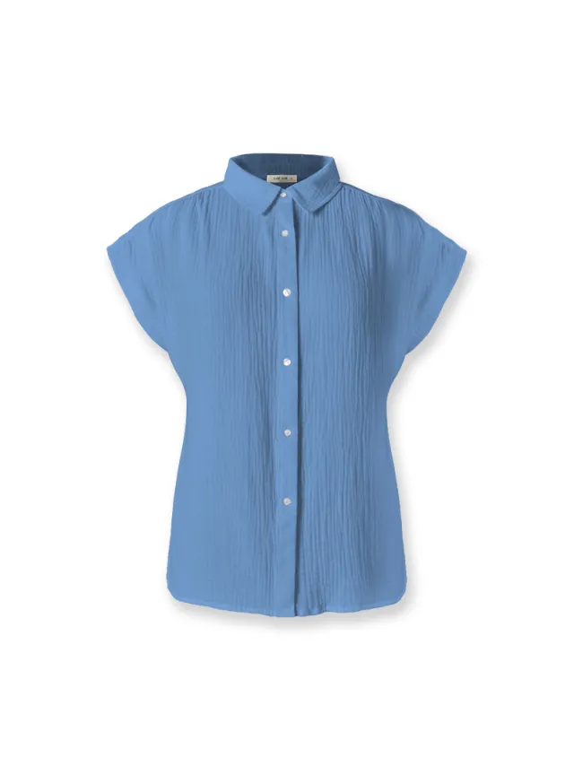 Women's Cotton Short sleeved Shirt With Raglan Sleeves Blue - Shop at LoveMi