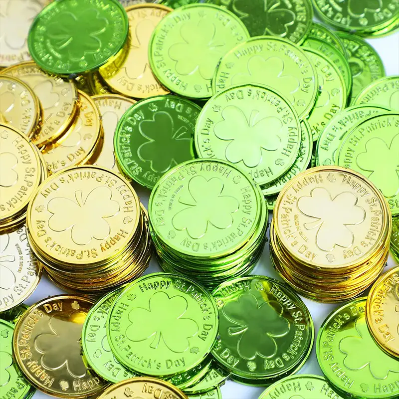 Saint Patrick Irish Day Lucky Coin Clover Coin Prop Decoration