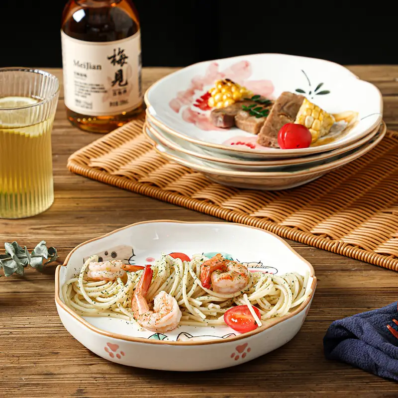 Hand-painted Ceramic Plate High-style Hand-colored Dinner Plate For Home And Hotels