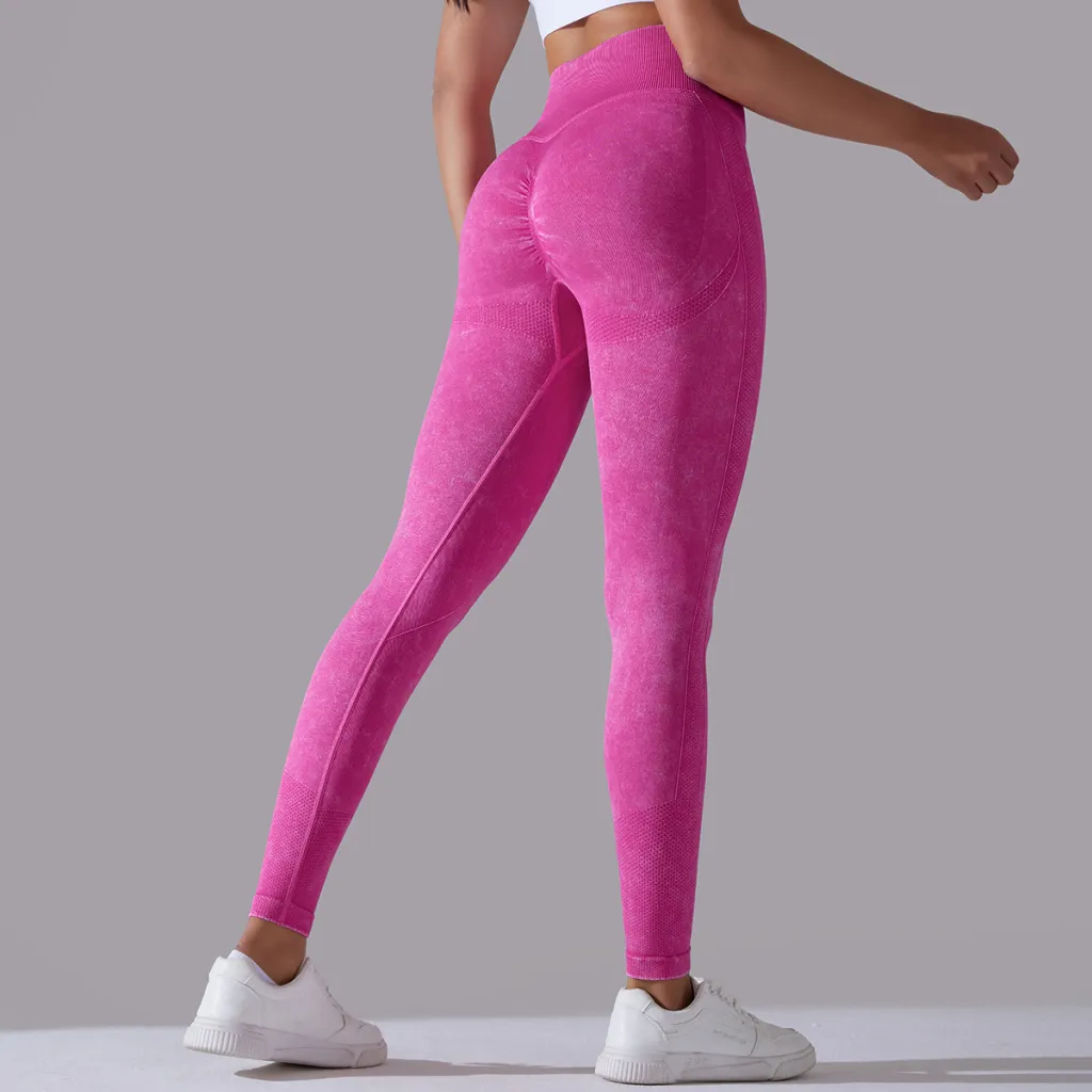 Skinny Peach Hip Raise Yoga Pants - 6635 Trousers Rose Red