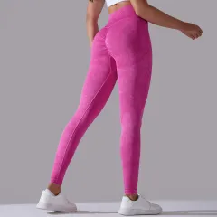 Skinny Peach Hip Raise Yoga Pants - 6635 Trousers Rose Red - View 1