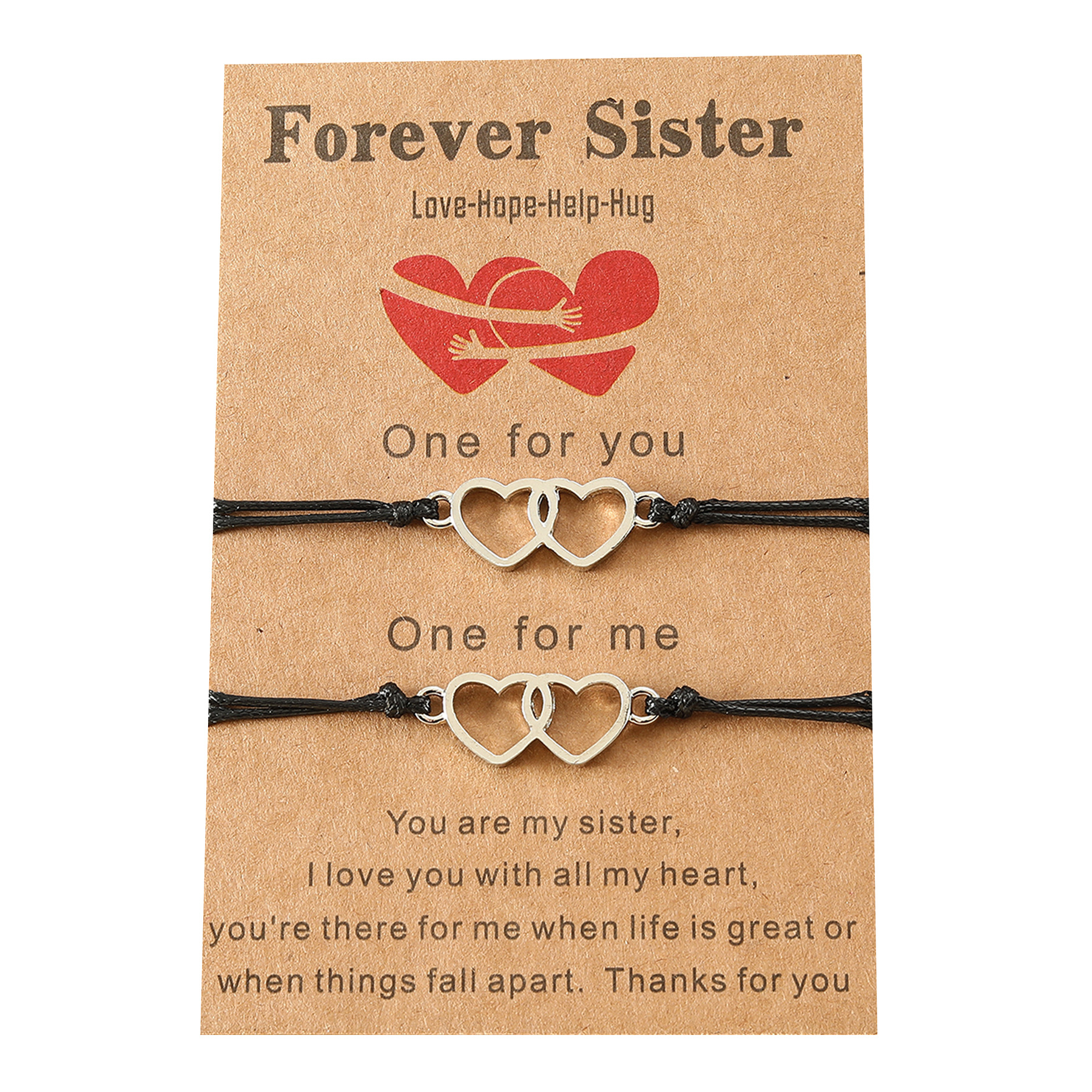 Title 7, Good Sisters Card Alloy Double Heart Wax Line B...