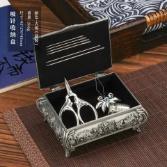 European-style Classical Carved Red Bronze Flower Sucker Pin Storage Box Household Multi-functional Sewing Tool Sewing Kit - Ancient Tin - View 1