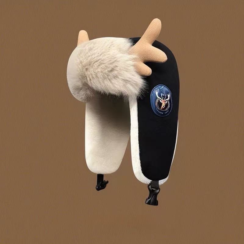 Women's Winter Plush Thickened Warm Deer Antler Hat - Image 3