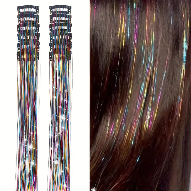 Laser-thread Colorful Shiny Seamless Hair Extensions