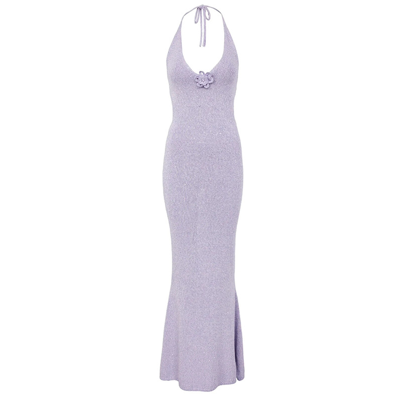Sexy Slim fit Strap Dress Backless Tight fit Beautiful back Knit Dress Lavender Purple - Shop at LoveMi