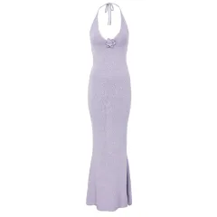 Sexy Slim-fit Strap Dress Backless Tight-fit Beautiful-back Knit Dress - Lavender Purple - View 1