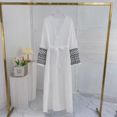 Elegant Cardigan Embroidered Muslim Dress Women's Robe - White - View 1