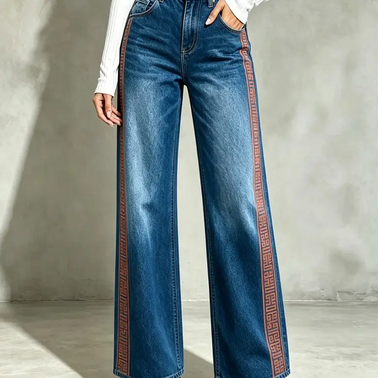 Direct-Injected Real Denim European And American Straight-Leg