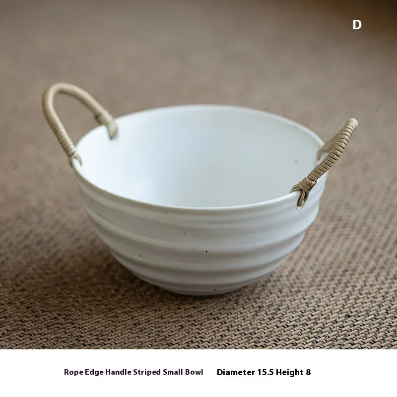 Handmade Household Ceramic Tableware Woven Ear Anti-scald Bowl