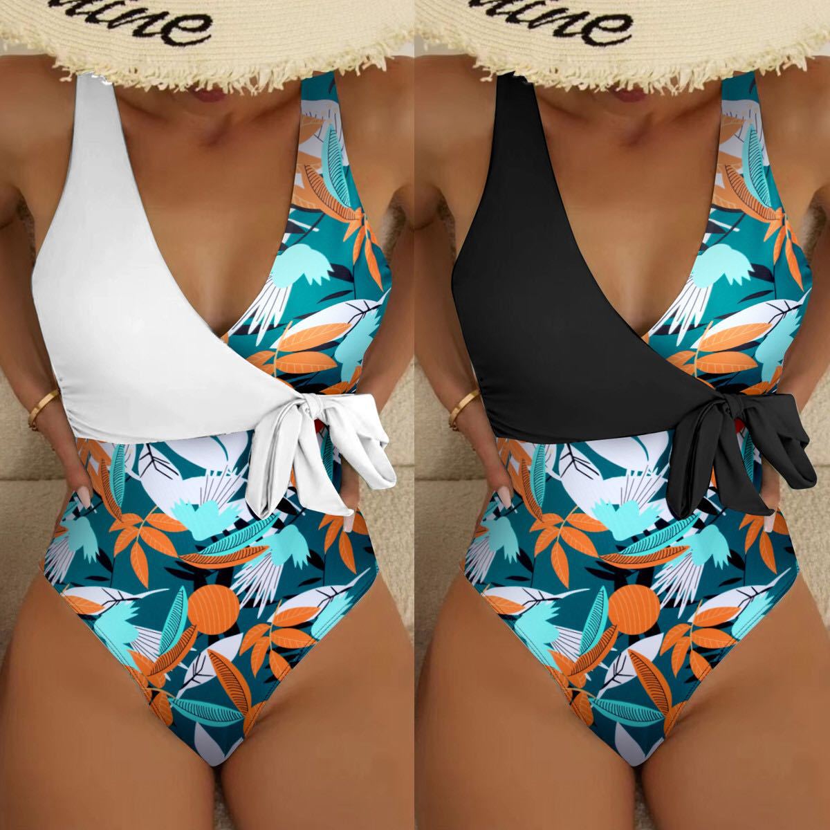 Women's High Waist Polyester Printed One-piece Bikini - Image 19