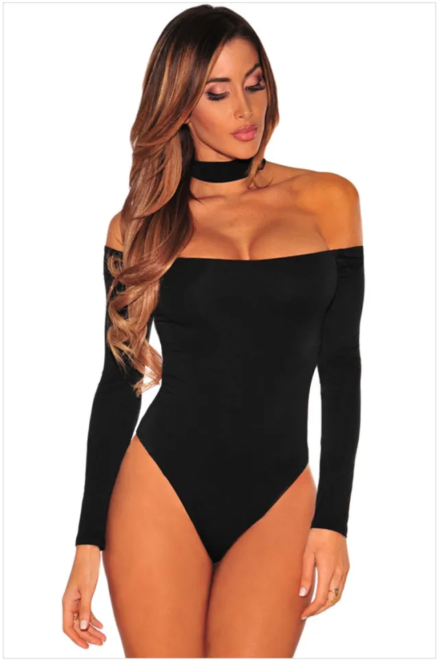 Women's Halter Off the shoulder Long Sleeve Jumpsuit Black - Shop at LoveMi