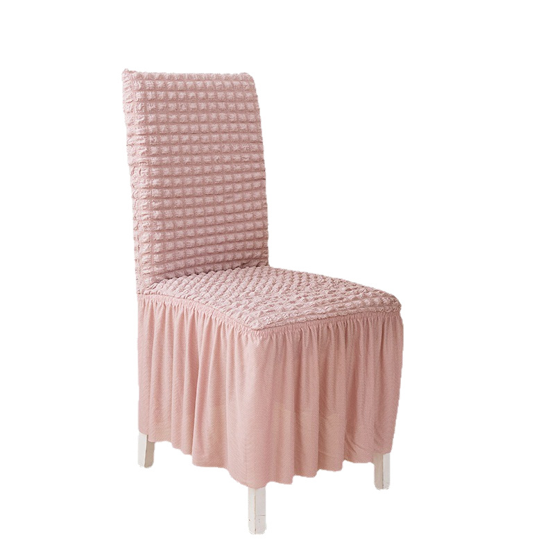 Thickened 3D Bubble Chiffon Lace Skirt Hem, Fully Wrapped Stretchable One-piece Dining Chair Cover For Home Use 4