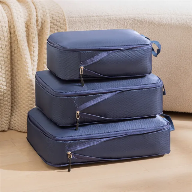 Travel Clothing Compression Storage Bag Three piece Set Navy Blue - Shop at LoveMi