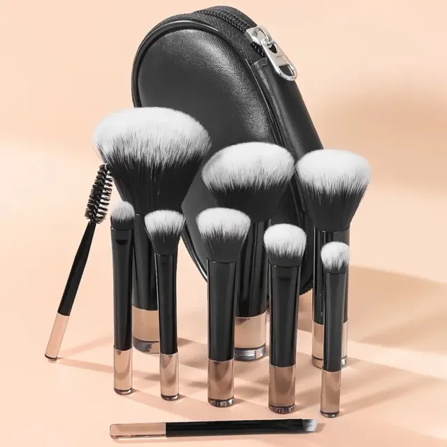 8 Long Tube Makeup Brushes Suit Multicolor Black Bag With Short Handle - Shop at LoveMi